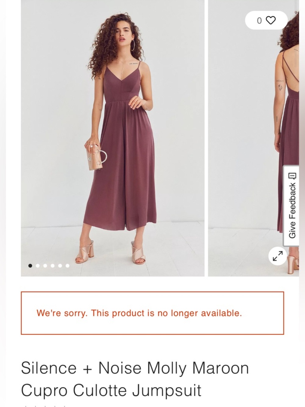 silence + noise Maroon V‑Neck Wide‑Leg Jumpsuit